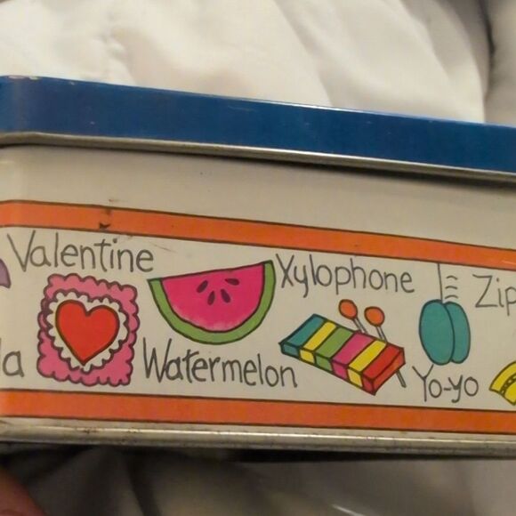 Vintage Rainbow Alphabet Number Cartoon Graphic Metal Tin Storage - Picture 8 of 8